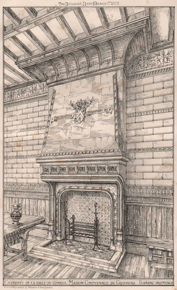 Cheminée, Salle du Conseil Maison Communale, Cruybeke, Flandre Orientale 1872
